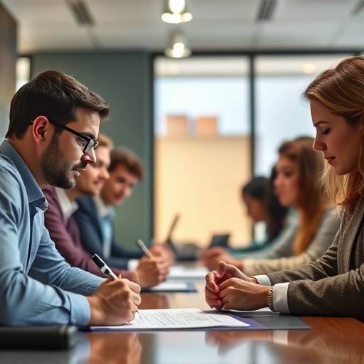 People signing a user agreement document